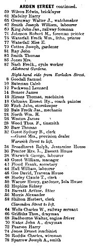 Arden Street 1912 Directory p2